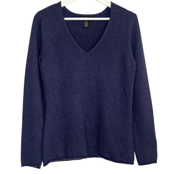 Marisa Christina Vintage Angora/Wool Blend V-Neck Pullover Sweater Navy Blue M - Picture 1 of 5